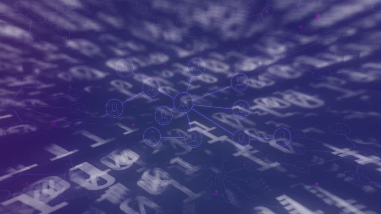 animación de iconos de medios sobre el procesamiento de datos