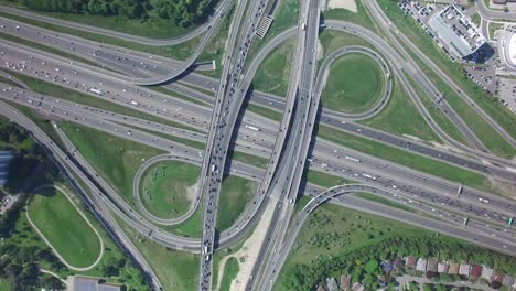 aerial drone view of toronto canada highway