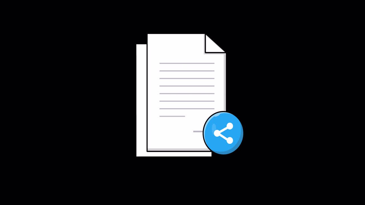 Animated Icon of Document Files with Share Symbol