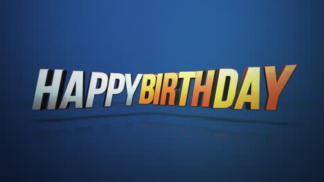 colorido texto de feliz cumpleaños en 3d en fondo azul