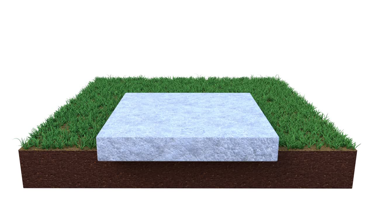 broad foundation resists heaving ground pressure, isolated, loop. industrial cgi 3D video