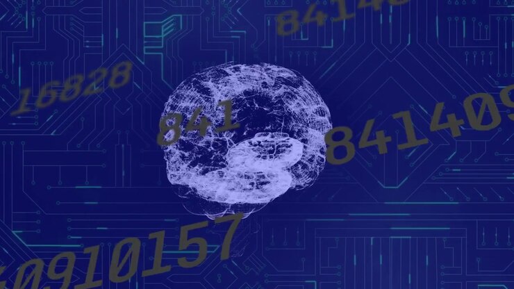 Animation of data processing over brain