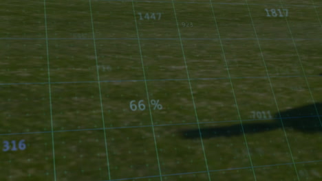 Cuadrícula-Con-Datos-Numéricos-Y-Porcentajes-Animados-Sobre-Un-Campo-De-Hierba