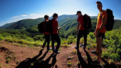 excursionistas en el sendero de montaña