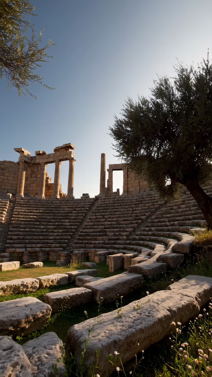 Ancient Amphitheater Ruins Under Sunny Skies