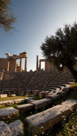 ancient amphitheater ruins under sunny skies