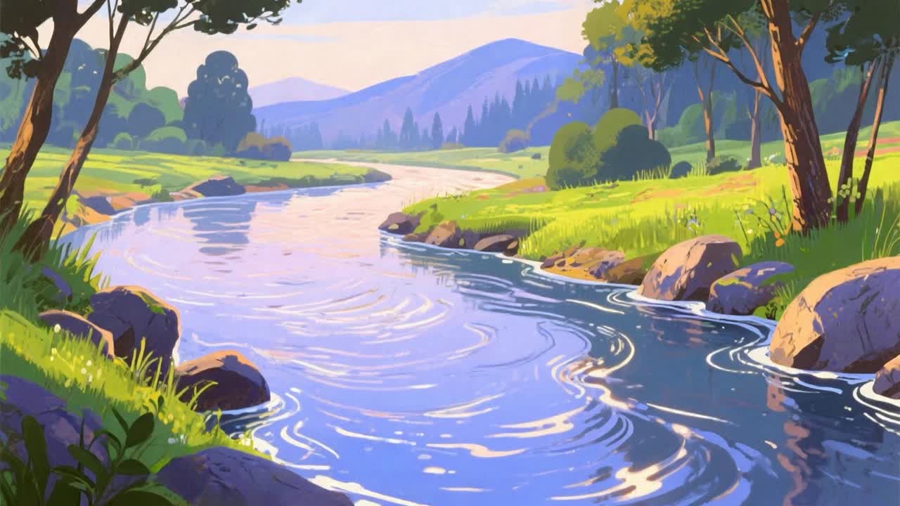 River with flowing water and reflections