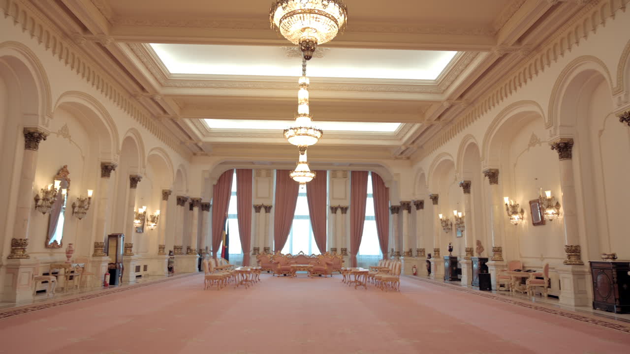 The inside of the Palace of Parliament in Bucharest, Romania
