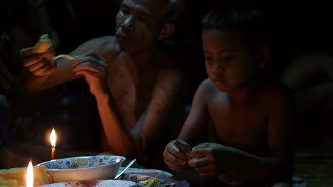 family dinner in a rural setting