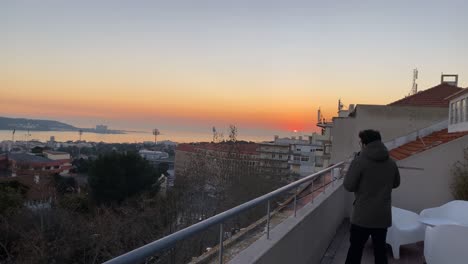 the man stand on building top on a beautiful night sky background