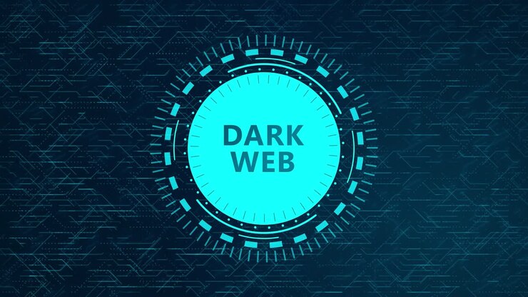 Futuristic Dark Web Concept with Rotating HUD Elements and Circuitry Design