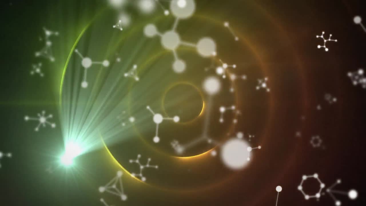 원 위로 움직이는 분자의 애니메이션