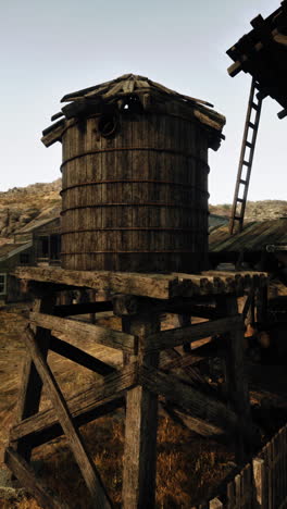 old wooden water tower in a deserted western town