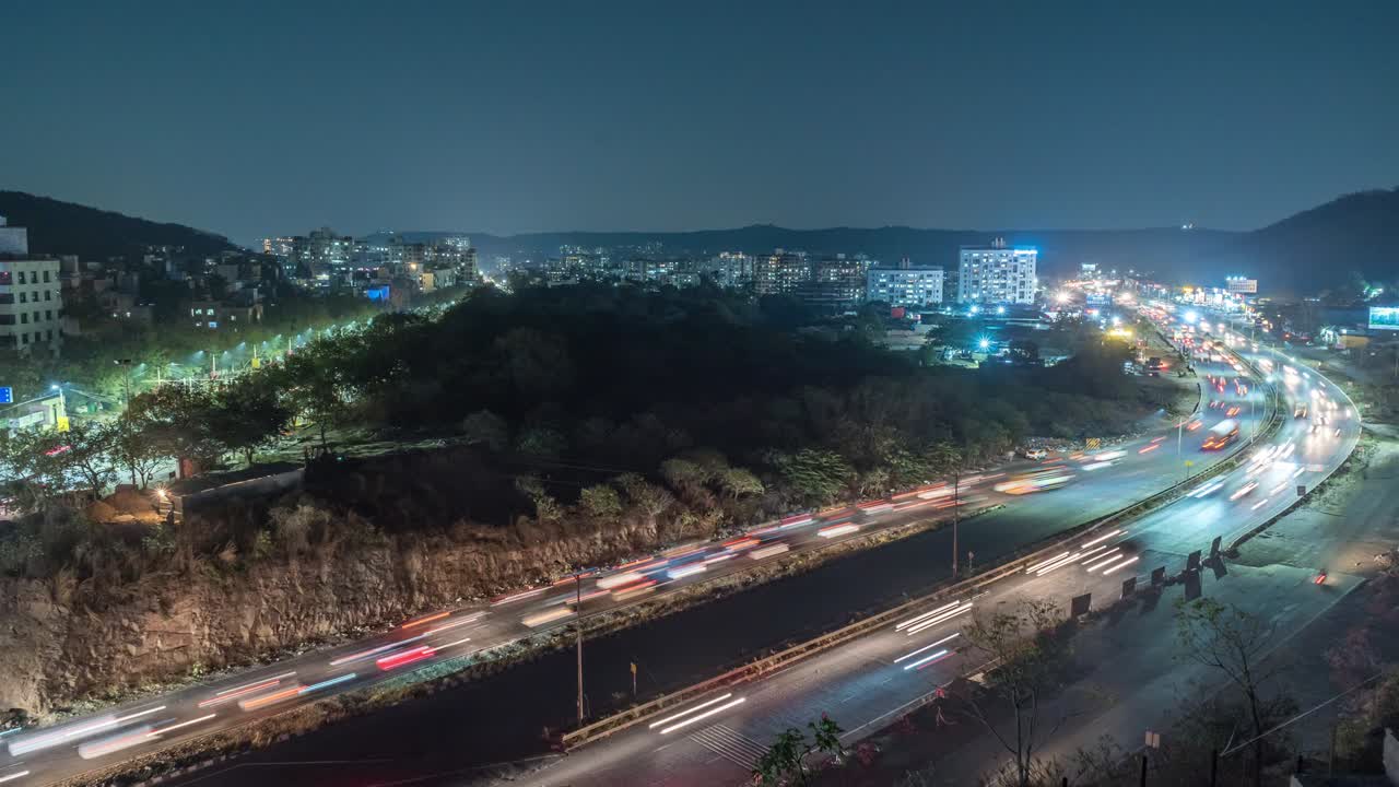 Time Lapse of Busy Traffic over the Mumbai - Pune - Bengaluru Curvy National Highway, Maharashtra, India