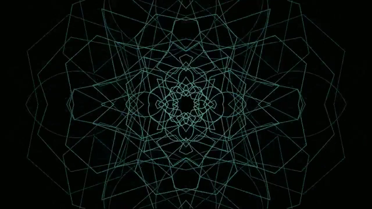 Animazione astratta geometrica a mandala con linee verdi pulsanti