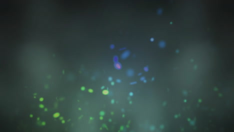 animación de partículas multicolores y destellos de la lente sobre un fondo negro