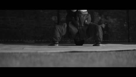 breakdancing performance in black and white