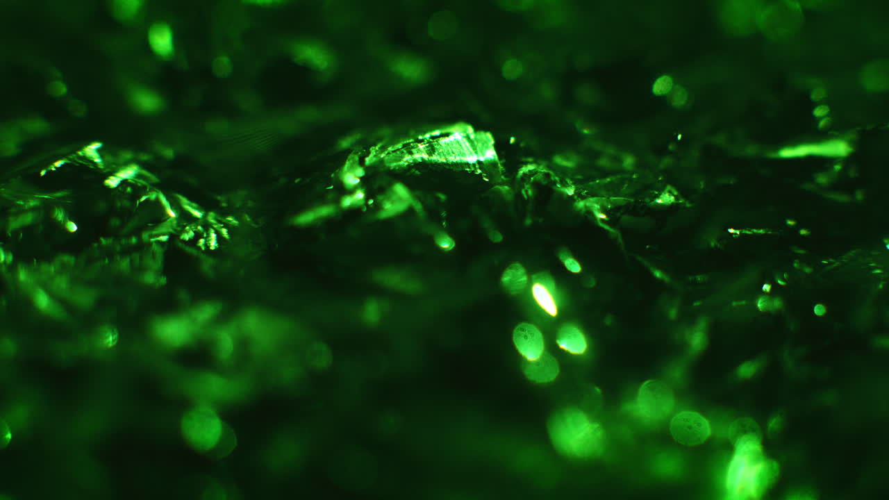 Emerald color metal fillings macro shot