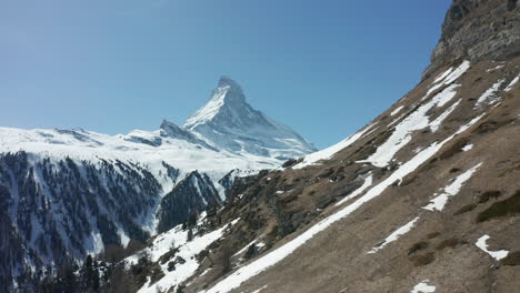 jib down of a distant mount matterhorn