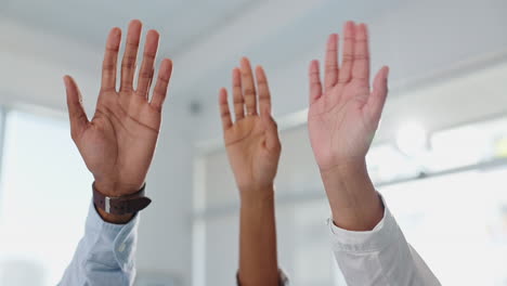 raised hands in agreement