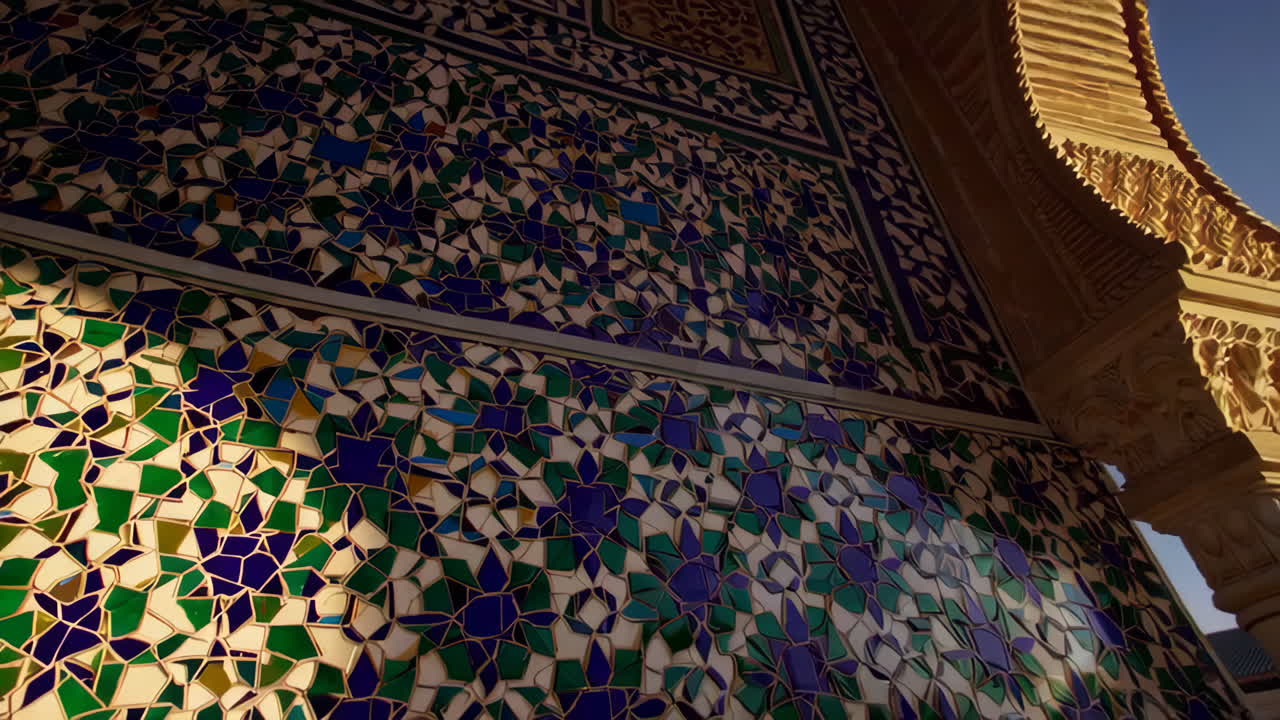 Detailed Mosaic Wall of an Islamic Building