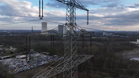 fossil fuel, gas powerd, coal, power plant, energy production. aerial drone video