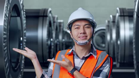 ingeniero que se presenta en una instalación de fabricación