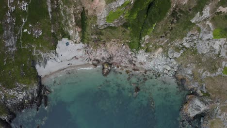 Aerial-view-of-the-hidden-beach-at-Howth,-Dublin