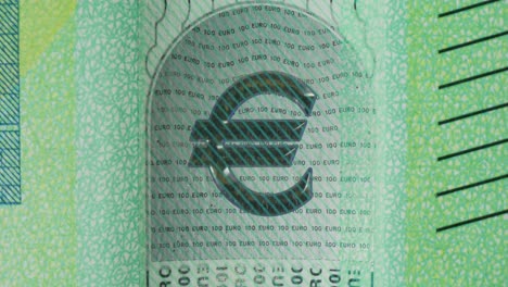 close-up of a euro banknote security feature