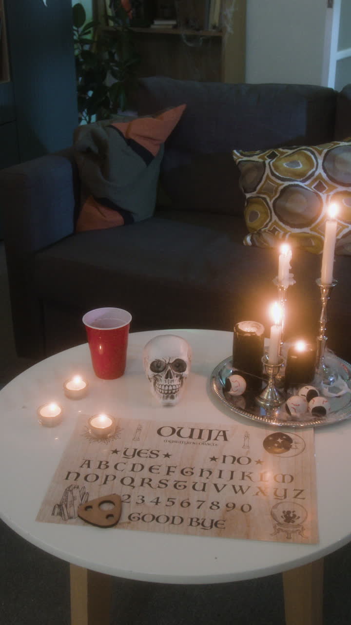 Ouija Board with Candles and Skull