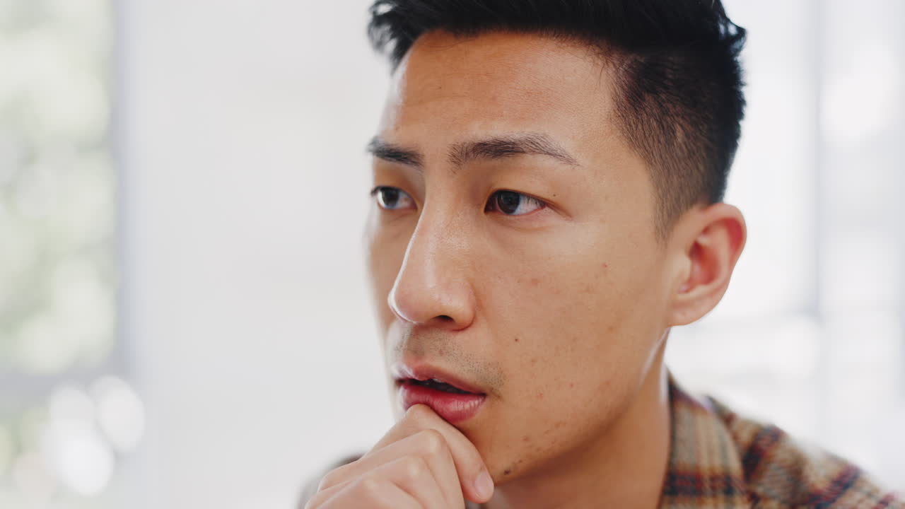 사업, 스트레스, 아시아 남자 생각