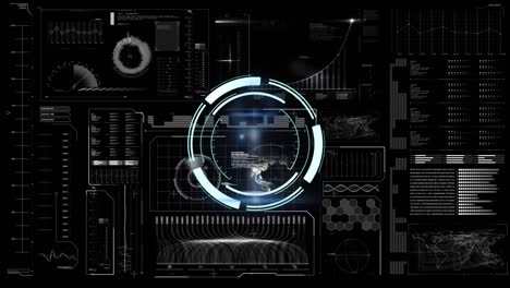 animación del escaneo del alcance sobre el procesamiento de datos sobre fondo negro