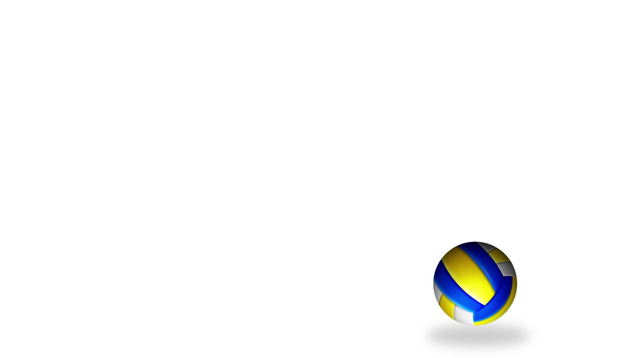 A volleyball bounces energetically across a white background, showcasing smooth motion and vibrant colors in an 11-second loop