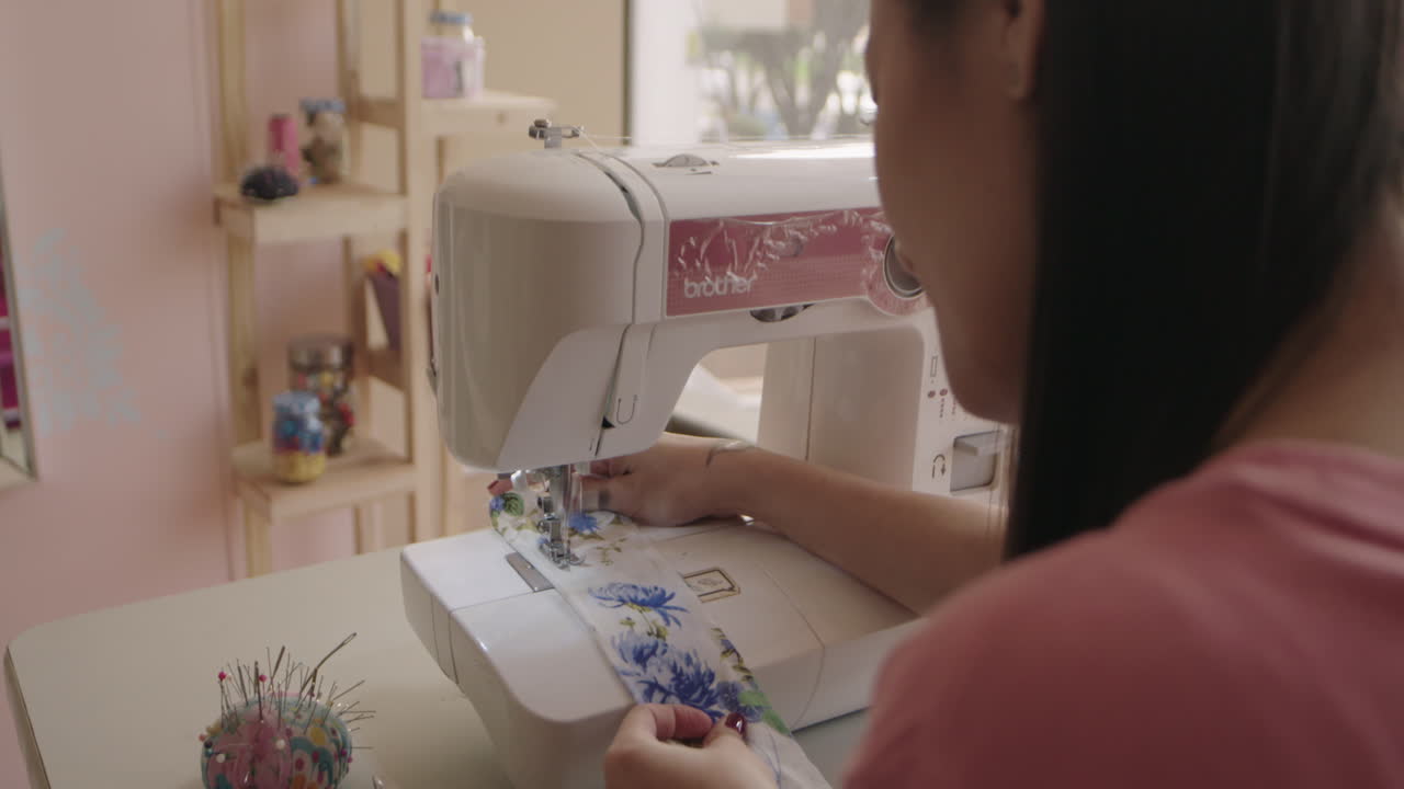 Latina seamstress in the work room