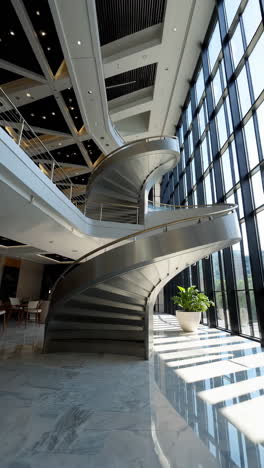 modern spiral staircase in a contemporary building