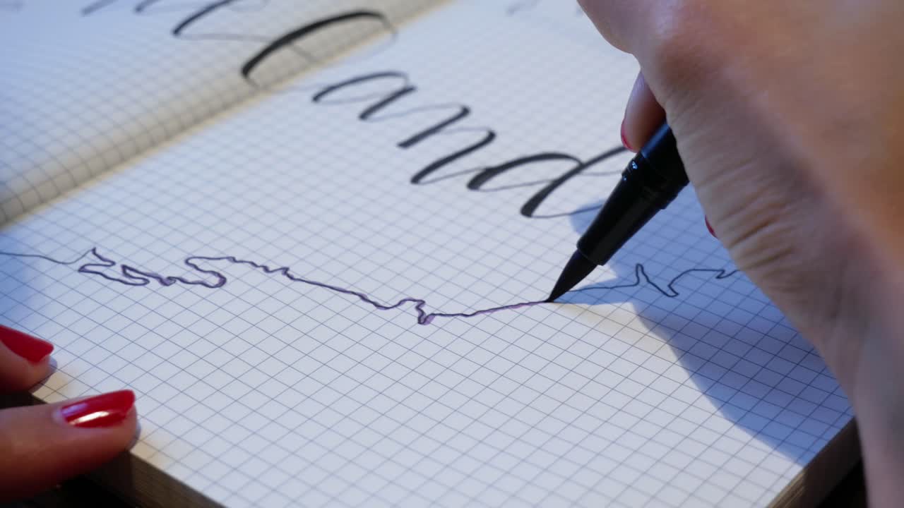 Young woman draws the outline of Iceland in her travel journal