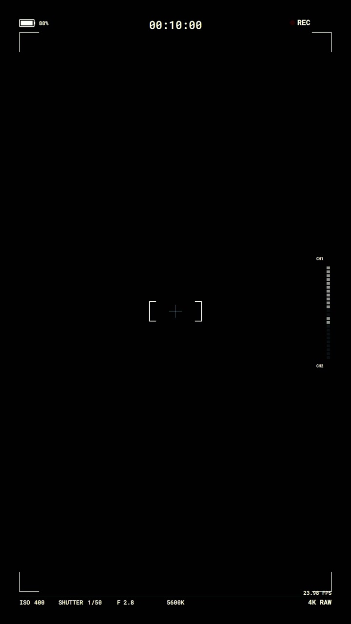 Digital Camera Recording Interface Overlay on Black Background