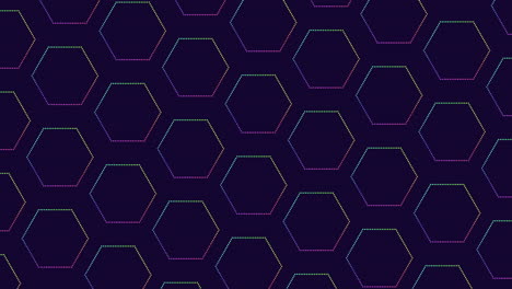 Futuristic-hexagons-pattern-with-neon-rainbow-dots-on-black-gradient