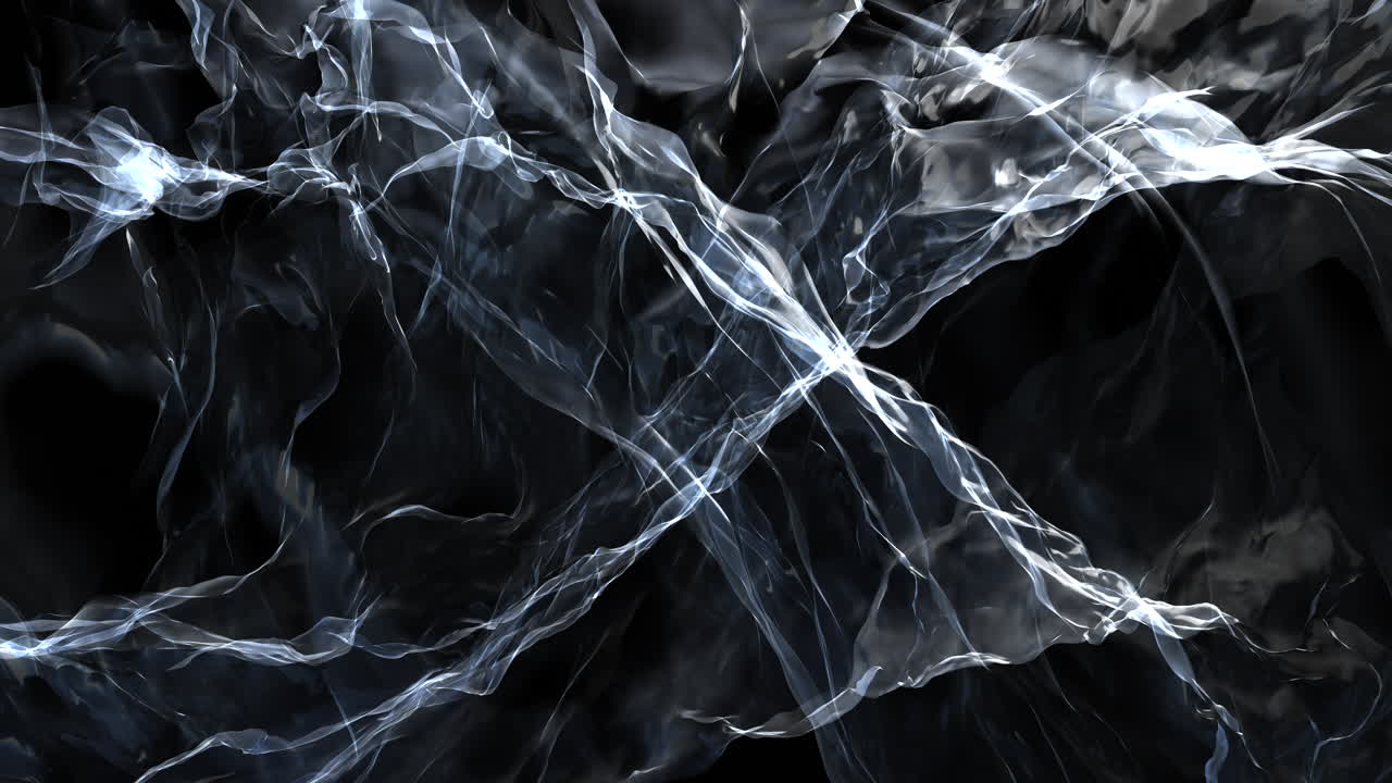 Waving psychedelic dark physical smoke on black gradient