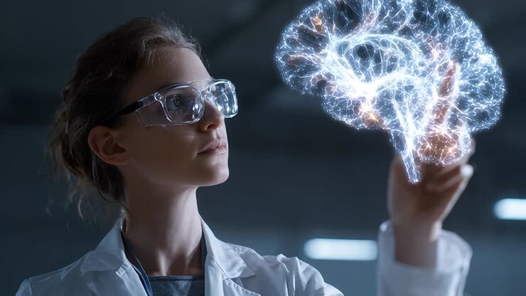 Scientist conducts research using 3D brain visualization technology