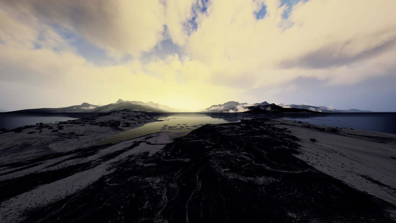 el paisaje sereno de las montañas al atardecer