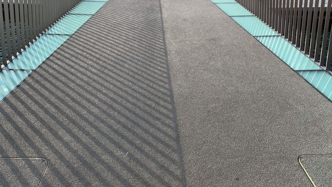 Automated tech footbridge at Motlawa river Gdansk Poland