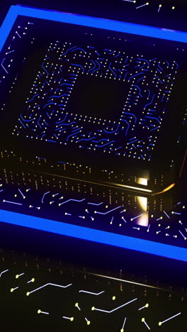 high-tech processor with glowing blue circuits