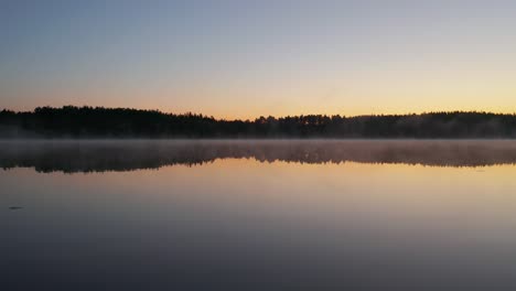 flying over lake at dawn