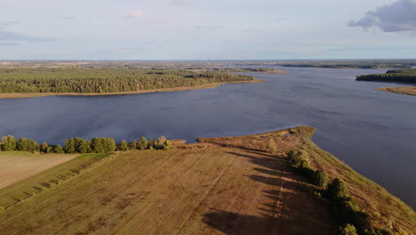 aerial view of a lake and surrounding landscape