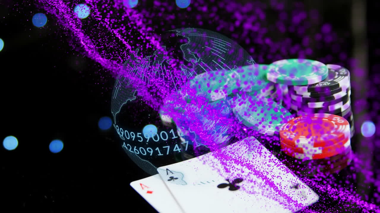 Animation of shapes and globe over chips