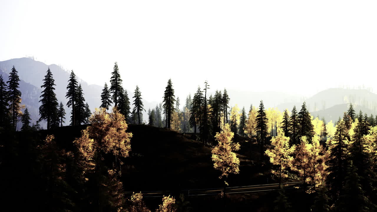 Majestic autumn landscape showcasing vibrant foliage and mountain backdrop