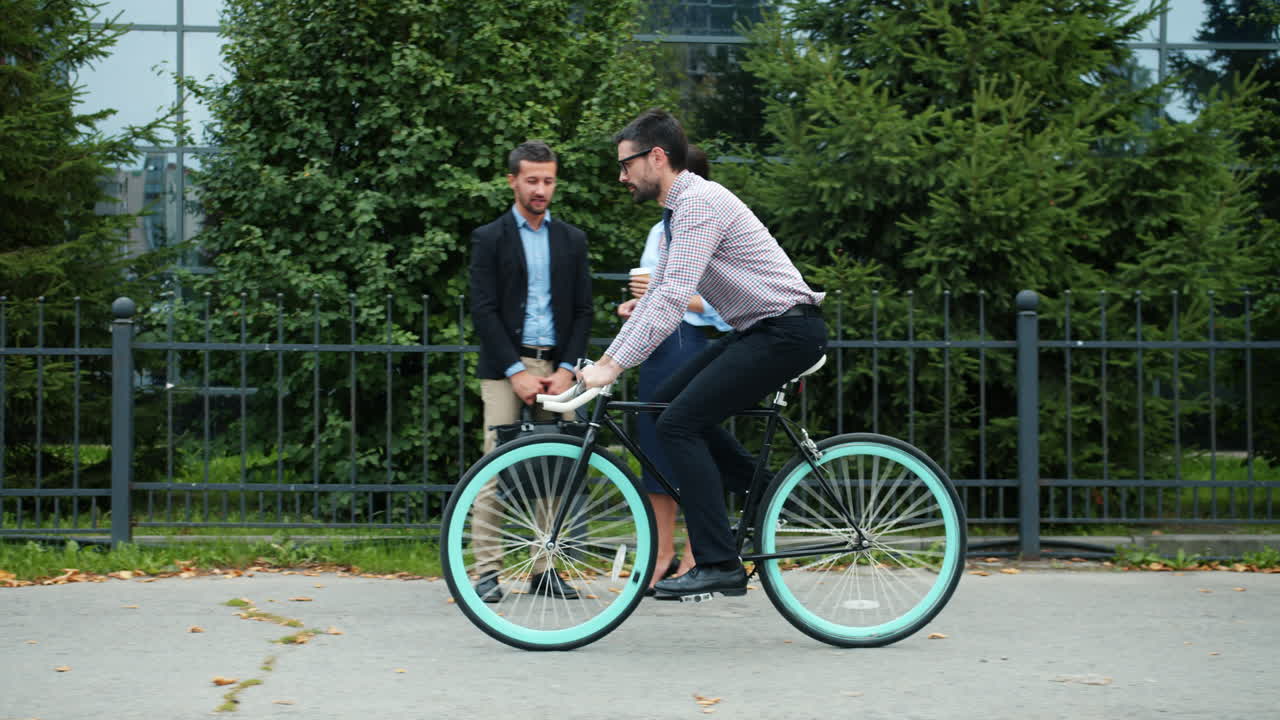 Business Professionals and a Bicycle