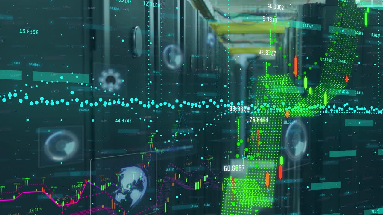 Animazione dell'elaborazione dati su server di computer