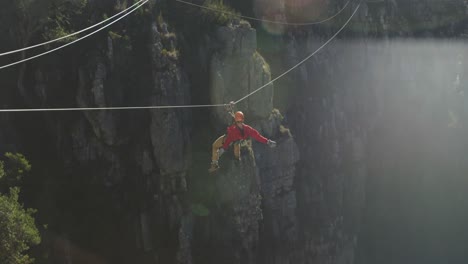 Young-Caucasian-man-zip-lining